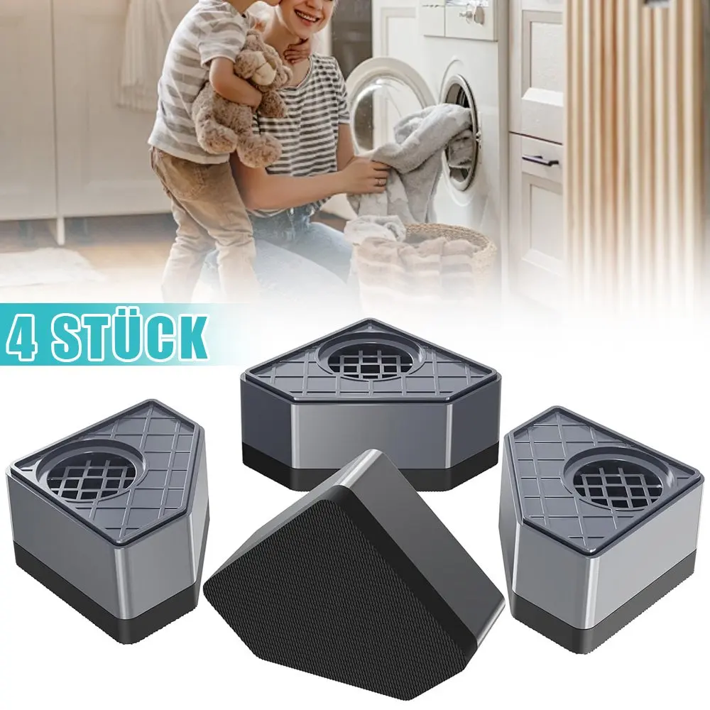 4 patins de fixation pour réfrigérateur, absorption des chocs et élimination du bruit antidérapant, adaptés aux machines à laver, sèche-linge et réfrigérateurs.