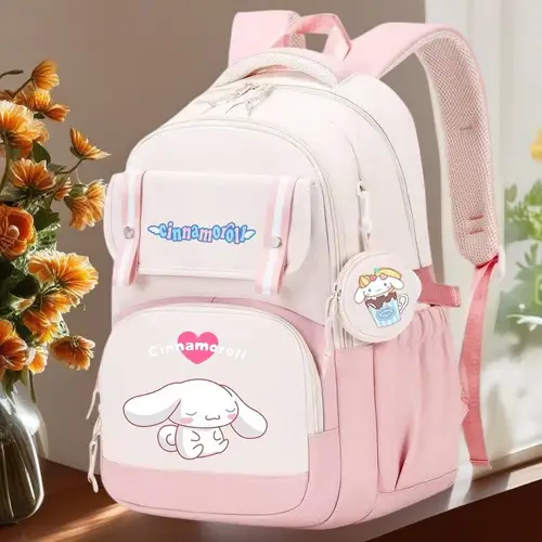 Mochila Cinnamoroll de gran capacidad, Mochila de dibujos animados, Mochila de viaje para ir al trabajo, Mochila escolar para niños y niñas con monedero