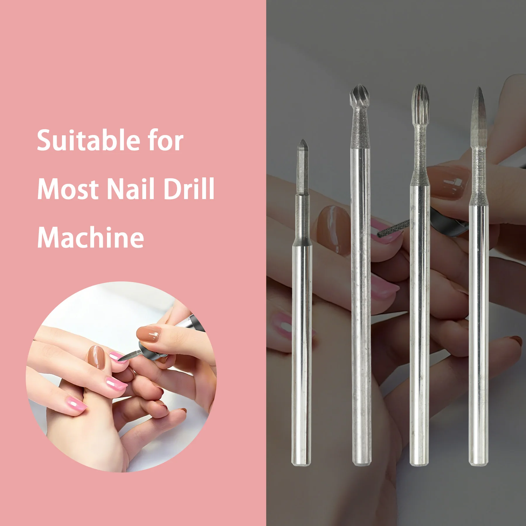 1個入り 超硬ネイルドリルビット 3/32インチ 電動ネイルマシン用 アクリルジェルネイル研磨 甘皮除去ツール
