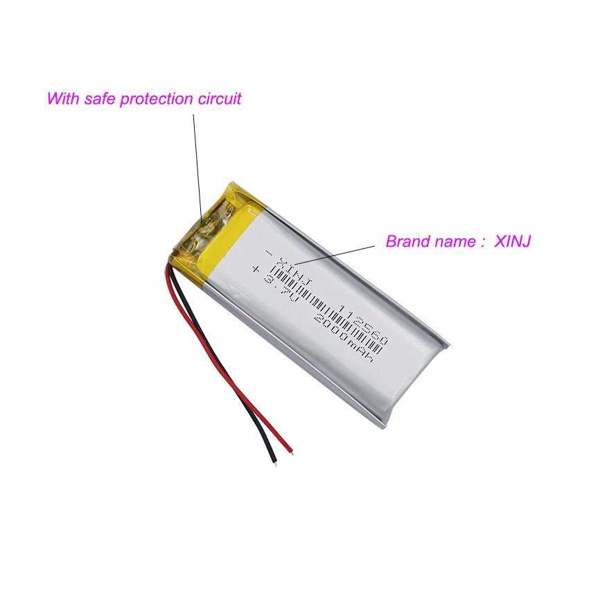 3.7V 2000mAh 7.4Wh Li-Polymer Rechargeable Li Lithium Battery 112560 Li-po For GPS Bluetooth Headphones Speaker Camera LED