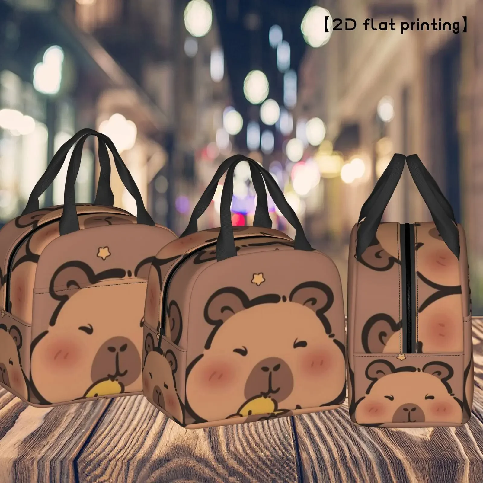 Capybara Insulated Lunch Bag Reusable Bento Bag Tote Lunch Bag Non-Food Contact Suitable for Work Travel Non-Food Contact