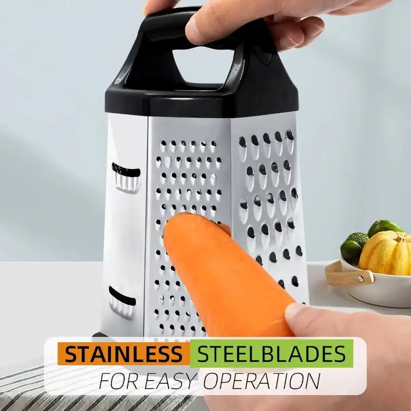Stainless Steel Multifunctional Vegetable Grater Box 6 Sided Manual Cheese Potato Slicer Shredder Kitchen Accessory