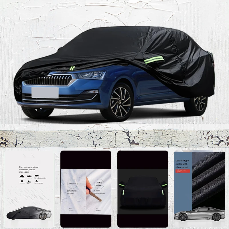 For Skoda Rapid Anti-UV Sun Shade Rain Snow Resistant Black Cover Dustproof Car umbrella Full Car Cover Outdoor Protection