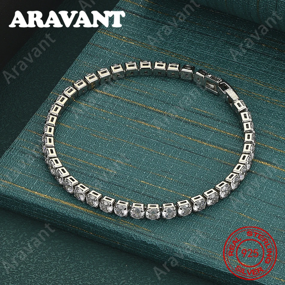 925 Sterling Silver Single-Row Cubic Zirconia Bracelet – Exquisite & Cute 4-Prong Setting, Perfect For Weddings And Parties