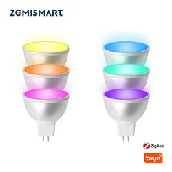 Zemismart Zigbee Tuya inteligentna żarówka Led 12V MR16 RGBCW lampa z możliwością przyciemniania obsługuje Homekit Siri Alexa Google Home przez ZMHK-01 Hub