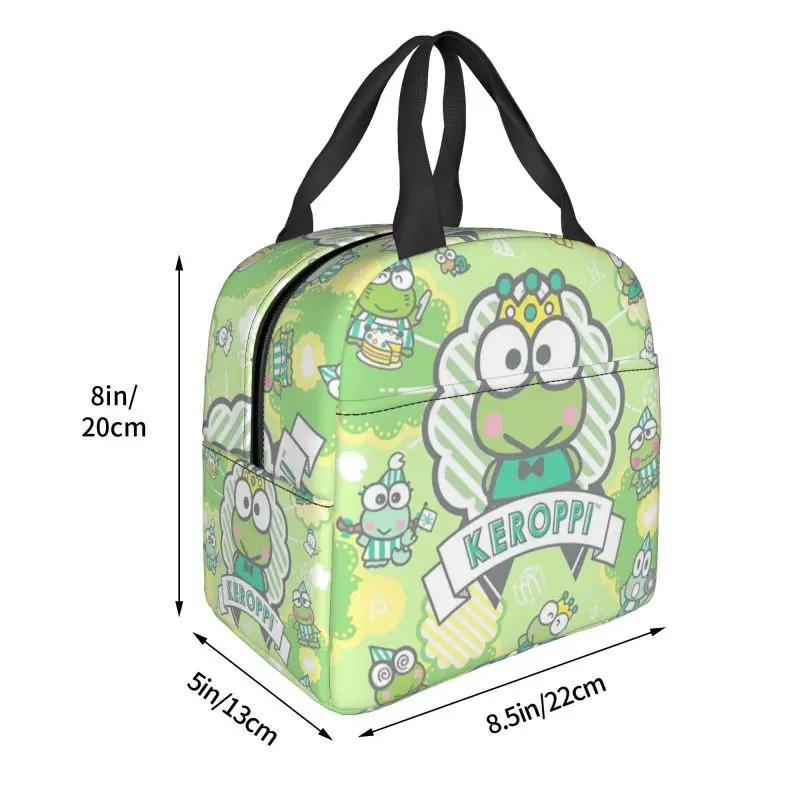 Custom Kawaii Keroppi Lunch Bag uomo donna Cooler scatole per il pranzo isolate termicamente per bambini in età scolare