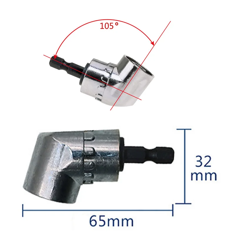 Broca hexagonal de acero, destornillador de ángulo de 105 grados, adaptador de soporte de enchufe, brocas ajustables, cabezal de lote negro