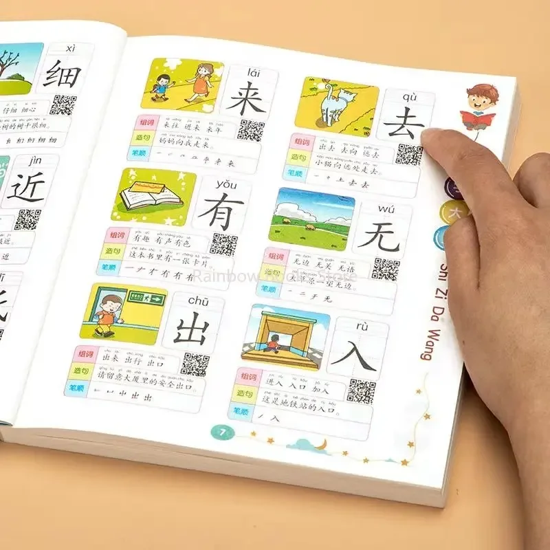 Preschool 1400 Words literacy Books Learn First Grade Teaching Material Chinese Characters Calligraphy Picture Literacy Book