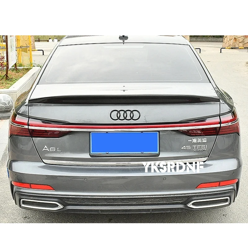 Car Rear Spoiler For A6 A6L C8 2019 2020 2021 2022 2023 Body Kit Carbon Fiber Splitter Diffuser Tail Wing Back Trunk Accessory