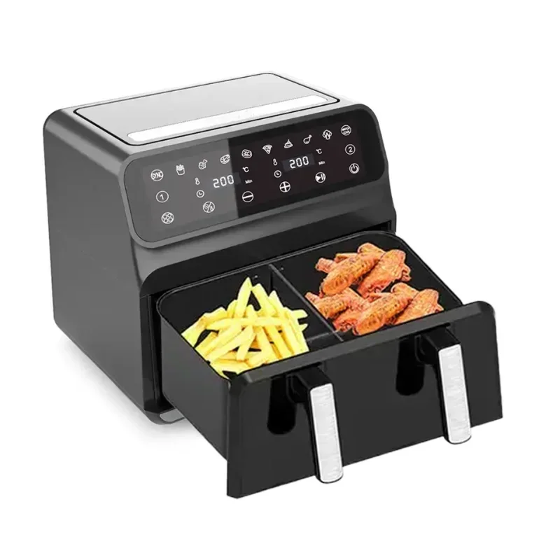 Hot SalesHigh Quality 8L Oven Big Capacity Dual Zone Large Pan Custom Electric No Oil Deep Air Fryer Smart Digital Double Air Fr