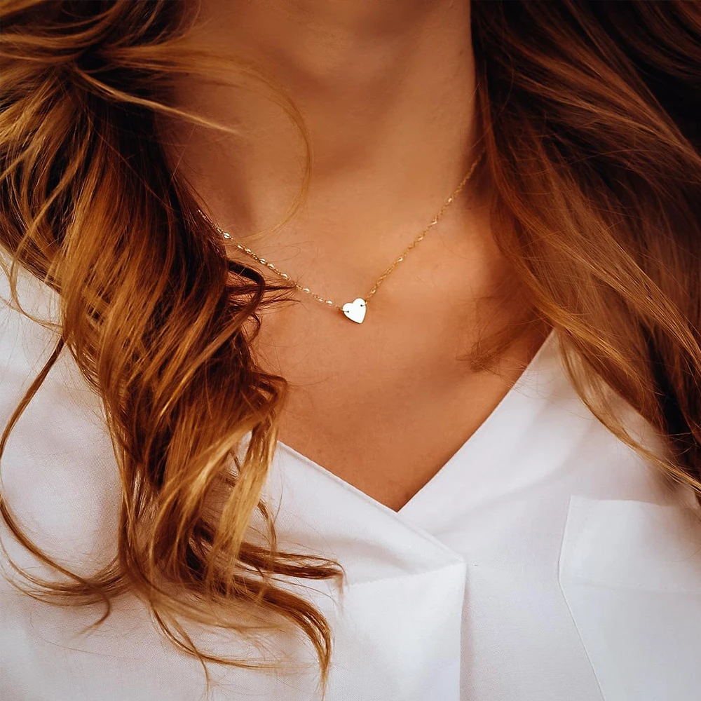eManco LOVE Initial Stainless Steel Choker Necklace For Women Heart Necklace delicate short chain Valentine\'s gift