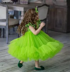 New Green Puffy Tulle Party Dress for Girls Size 1-10 Year Old Kids Teens Flower Girls Party Dresses Birthday Gown