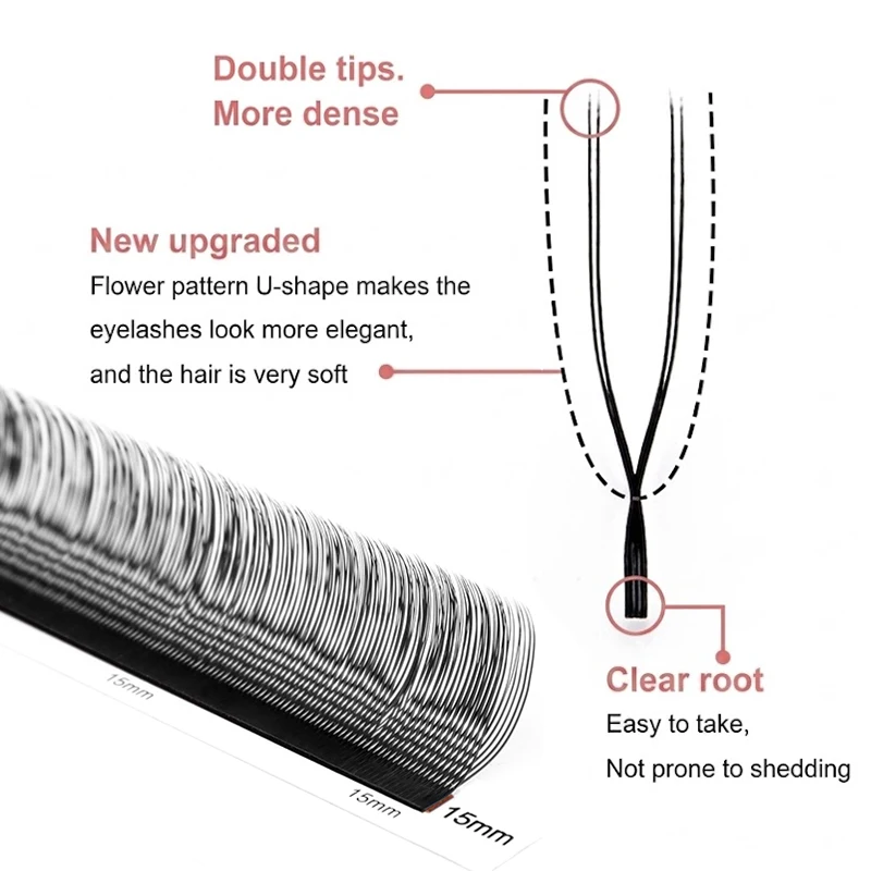 Winky Beauty U-Shaped YY Eyelash Extensions New Style U/W Lashes Extension Mink Premade Volume Fans False Eyelashes Double Tips