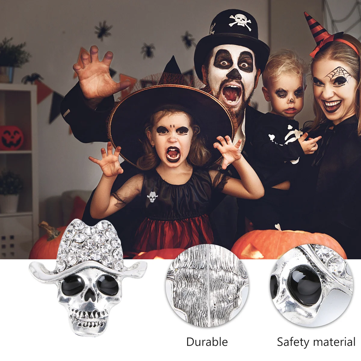 

1Pcs Halloween Brooch Alloy Material Stylish Breastpin Unique Shape Design Creepy Atmosphere Decor Halloween Brooch