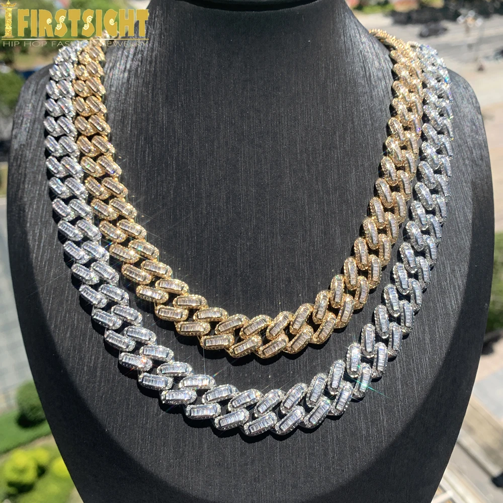 

New Silver Color Iced Out 14MM CZ Miami Box Clasp Cuban Link Chain Necklace 5A Zircon Choker Hip Hop Fashion Women Men Jewelry