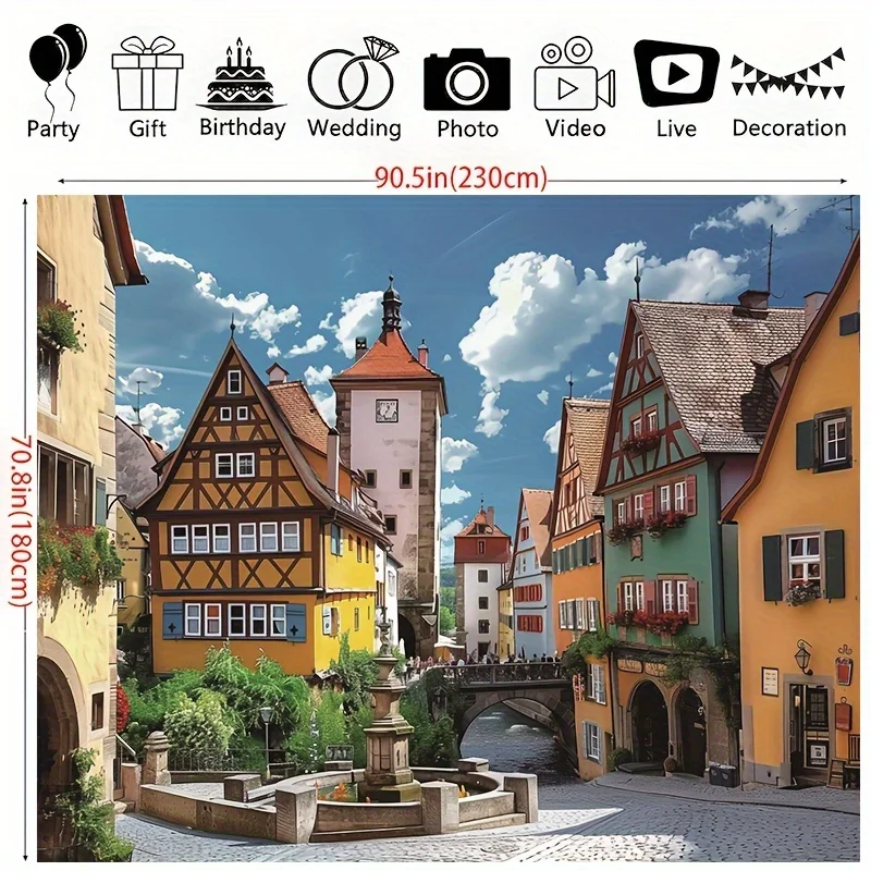 قماش خلفية ملهم لمهرجان بيرة ميونيخ - تصميم المدينة الألمانية القديمة، عناصر أوروبية قديمة، قماش خلفية #4