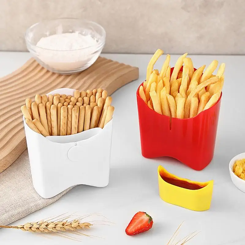 

Plastic French Fry Box reusable Removable French Fries Holder Food-Grade Storage Containers Square Snack Holder For Camping