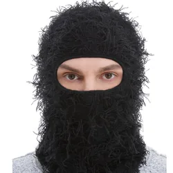 Distressed Balaclava Ski Mask, Shiesty Yeat Airsoft Custom Camo Knitted Face Mask for Men/Women