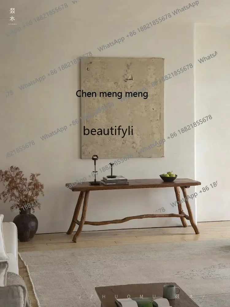 P178 نجا الخشب الإبداعية طاولة طعام الخشب القديم طاولة شاي الدردار القديم مكتب من الخشب الصلب طاولة ضيقة طويلة أثاث على الطراز الصامت #2