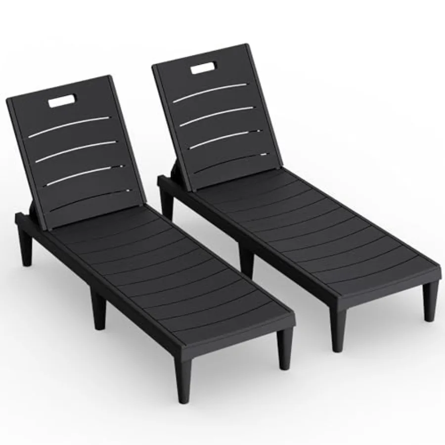 Outdoor Chaise Lounge Chair Set of 2, Waterproof 5-Position 