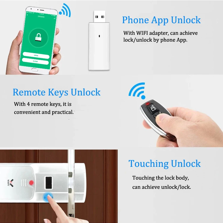 Imagem -05 - Wafu Wf011w Invisível Keyless Inteligente Fechadura da Porta 433mhz Eletrônico Fechadura da Porta Suporte Ios Android App Controle Wi-fi Desbloqueio