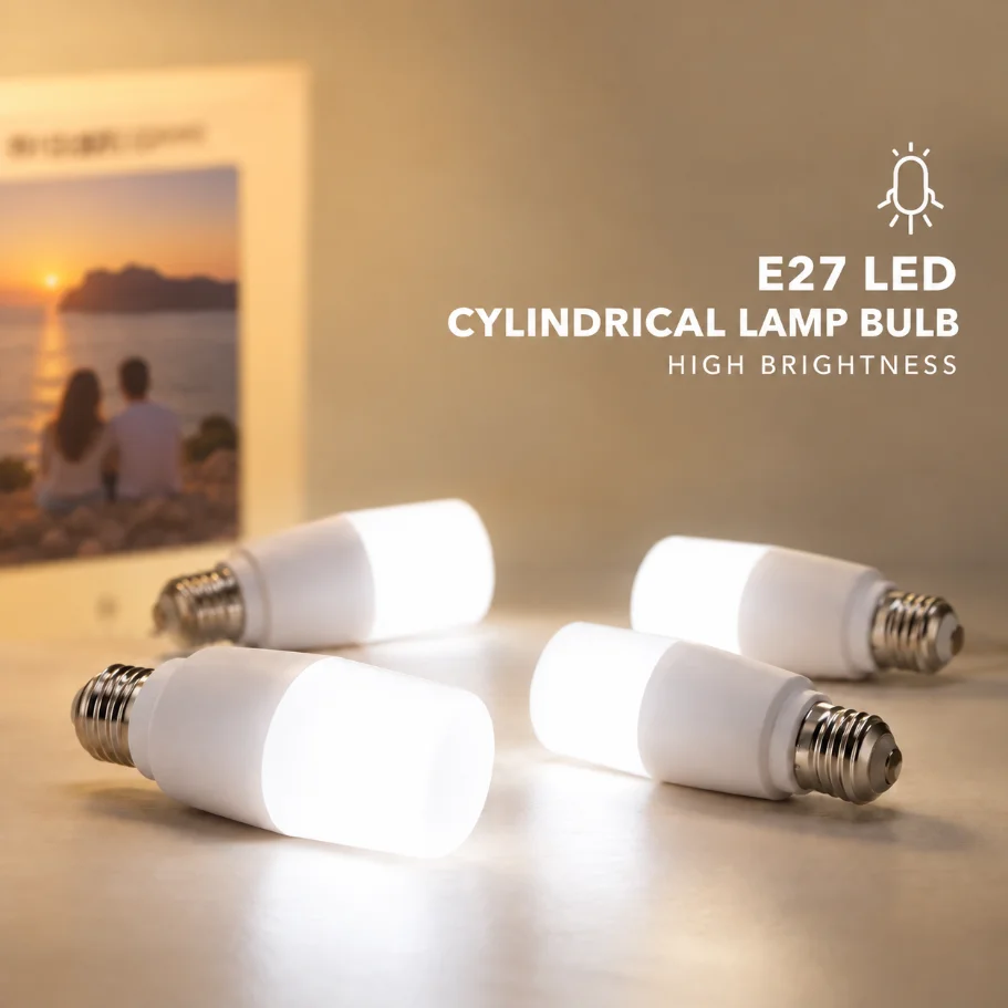 1-10Pcs E27 LED Cylindrical Lamp Bulb 5W 10W 15W 20W Column LED Light Bulb Energy Saving for Ceiling Track Light Home Lighting