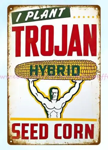 home deco shop Trojan Hybrid Seed Corn Sign Farm Cottage Shop metal tin sign