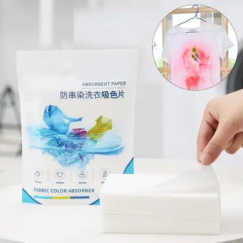 세탁 태블릿 세탁 종이 얼룩 방지 의류 시트, 스트링 방지 혼합 색상 흡수, 세탁 액세서리, 50 개/백 Best5
