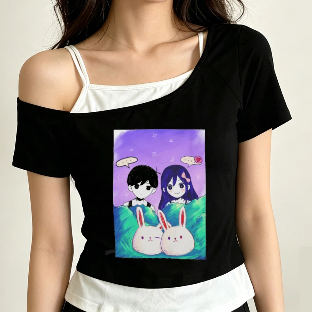 Omori crop top girl vintage streetwear party harajuku korean fashion top tees funny harajuku dollette cheap clearance sales