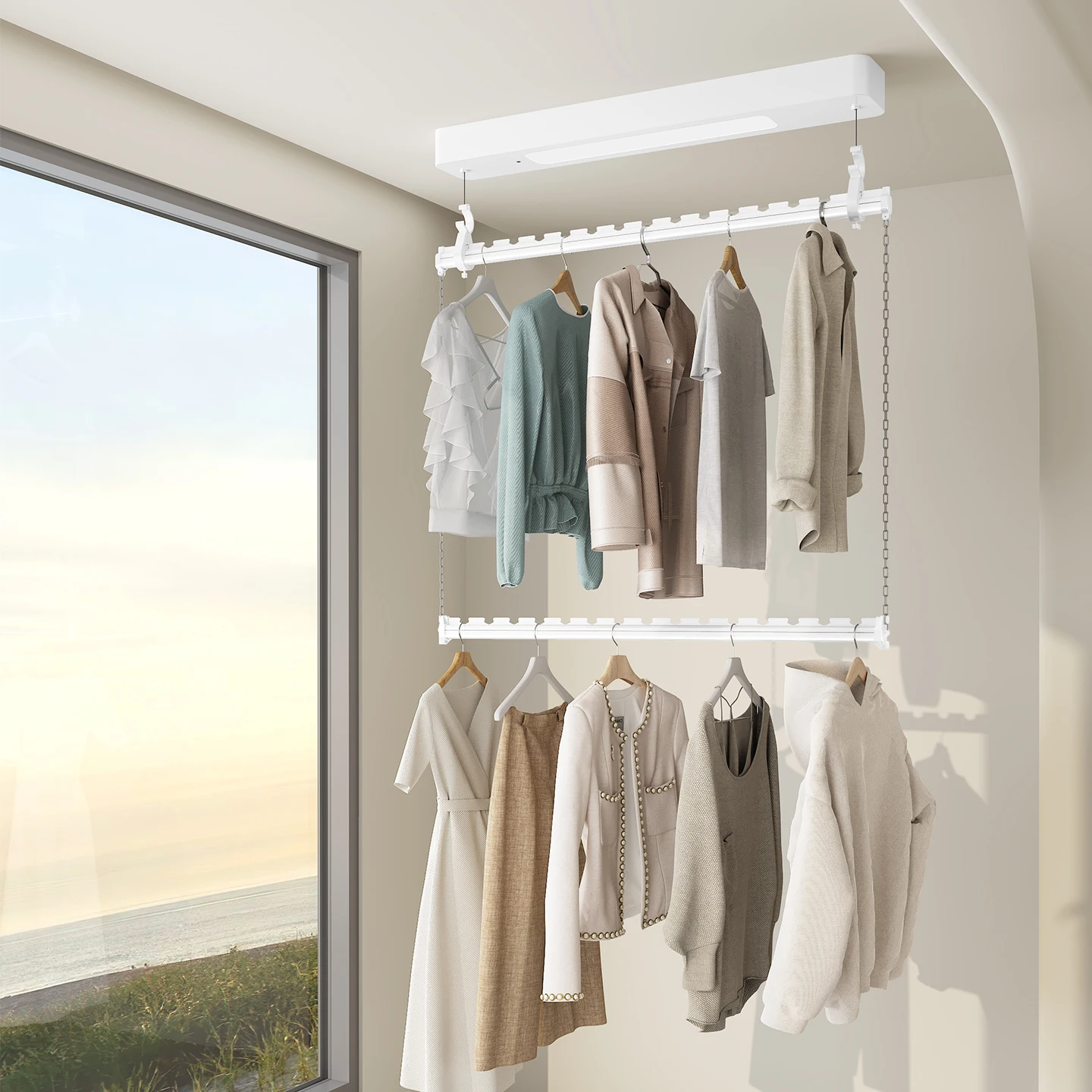 

Электрическая потолочная вешалка с дистанционным управлением, складная функция сушки, выдвижная электрическая вешалка