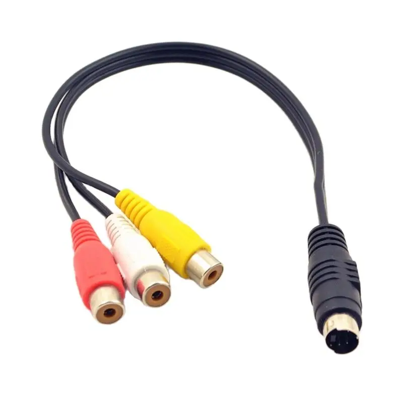 Audio Cable 4 Pin S-Video to 3 RCA Female TV Adapter Cable 25cm for Laptop with Female RCA Port and 4 Pin S-Video Port