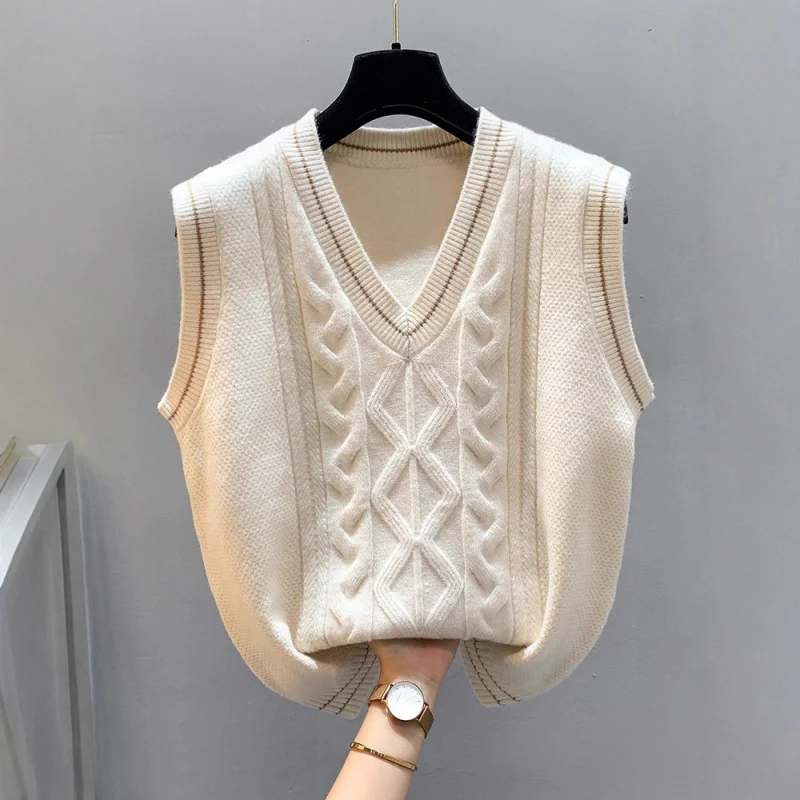 

Knitted Vest Spring And Autumn, New Women'S Sweater, Winter Loose Sleeveless Top, Layered Wear