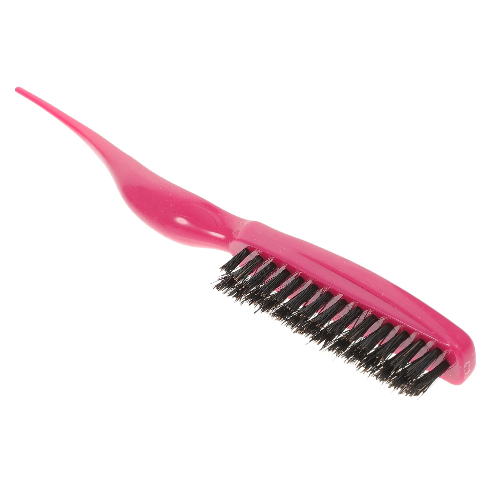 Boar Bristle Black Hair Teasing Brush Tail Pointed Design Ergonomic Handle for Salon Hair Styling Volume Up Casual Hairstyles