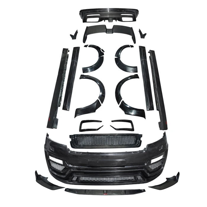 Body Kit for Land Range Velar Front Bumper Wide Flare Carbon Fiber Front Lip Rear Diffuser Side Skirts and Trunk Spoiler