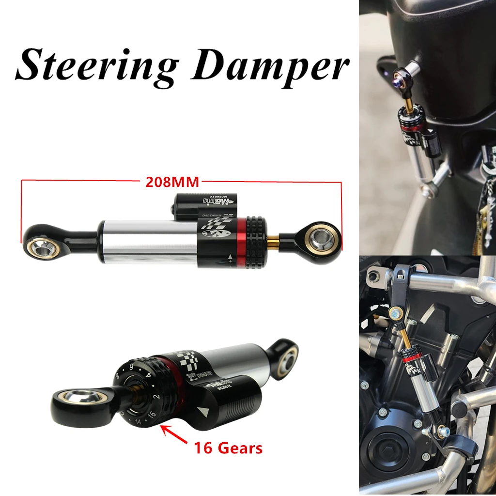

Рулевой демпфер для мотоциклов, 16 передач, регулируемый стабилизатор рулевого управления 208 мм, универсальные аксессуары для электрического велосипеда Surron Ktm