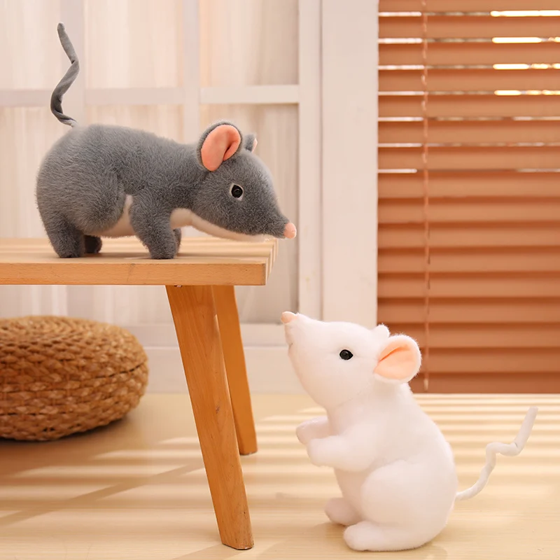 New Simulation Mouse Plush Toys Soft Fluffy Crawling Mouse Doll Cozy Throw Pillow Funny Children Game Props Cute Desktop Pets