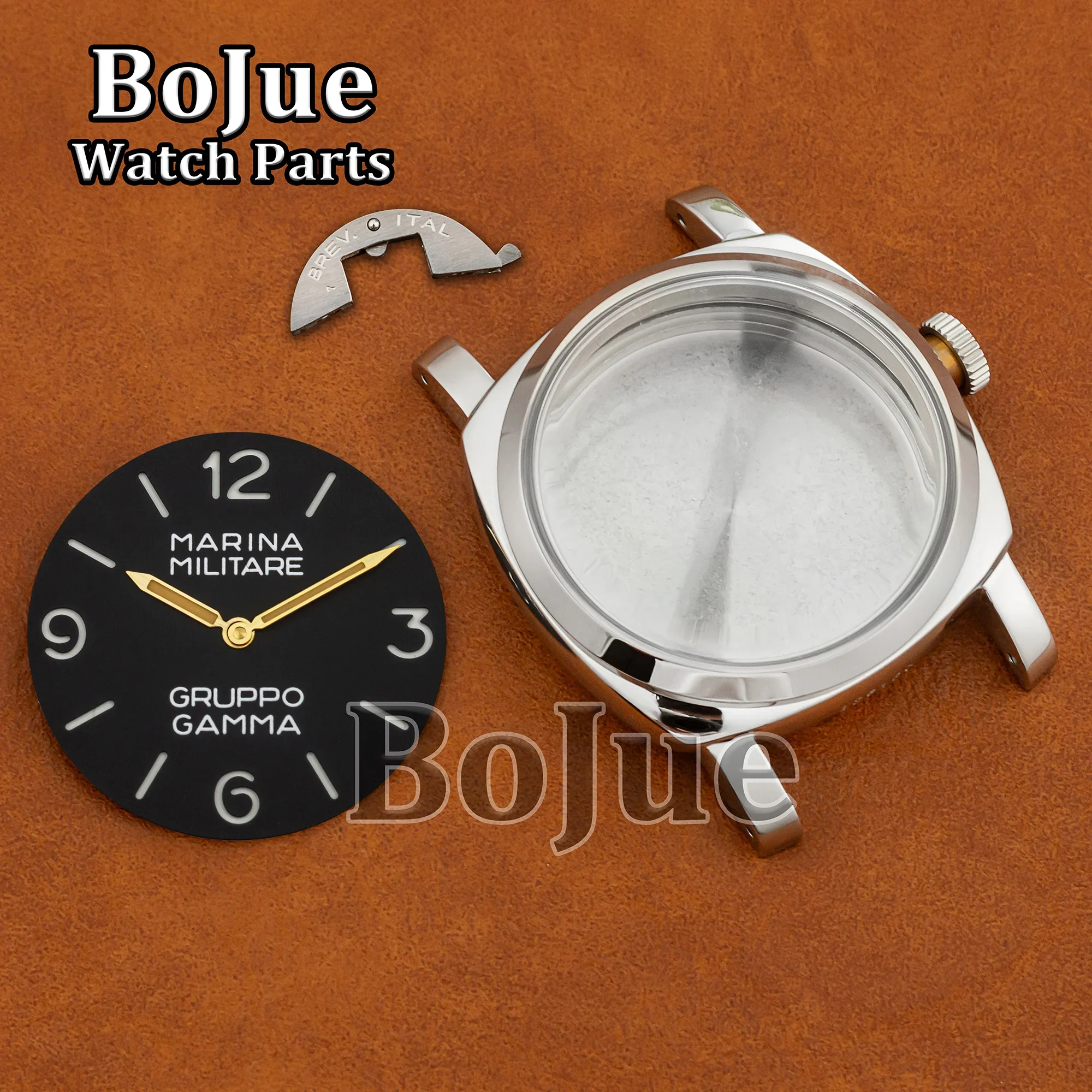 

47MM Men Stainless Steel Vintage Watch Case for PAM 6152 Luminous Dial Hands ETA6497 ST3600 Movement Men Manual Mechanical Parts
