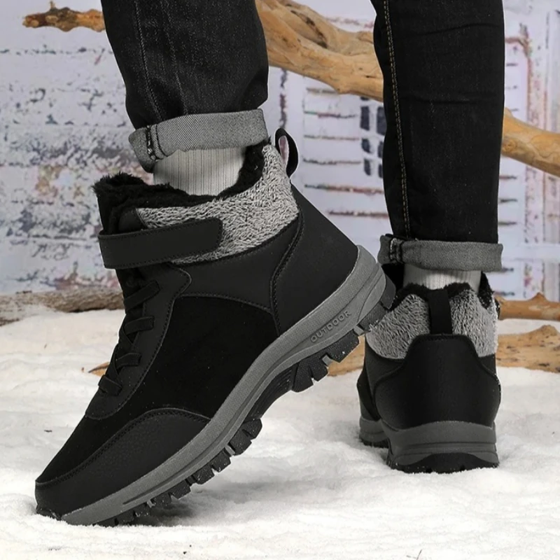 

Теплые зимние ботинки для женщин, плюшевая хлопковая обувь, мужские непромокаемые уличные ботинки, Нескользящая зимняя походная спортивная обувь из искусственной кожи