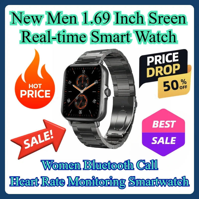 Women Bluetooth Call Heart Rate Monitoring Smartwatch New Men 1.69 Inch Sreen Real-time Smart Watch