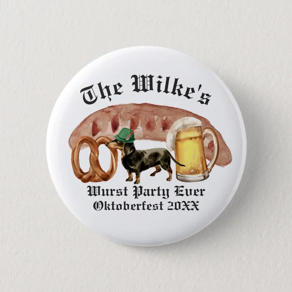 Wurst Party Ever Watercolor Oktoberfest  Soft Button Pin Collar Clothes Badge Women Funny Lapel Pin Metal Brooch Lover Gift