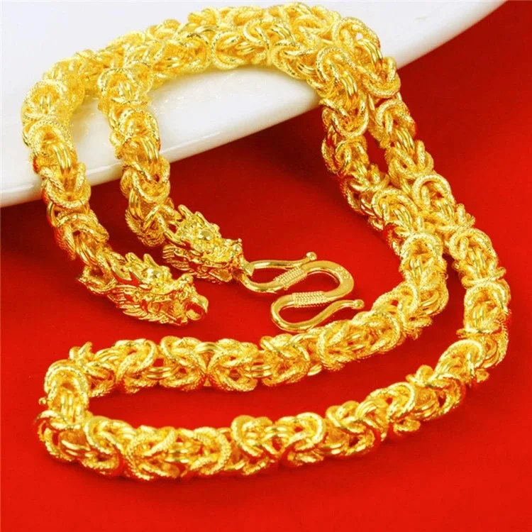 

Heavy Weight Dragon Bone Chain, 24K Gold Color Plated, Imitation Gold Men's Necklace for Party/ Wedding