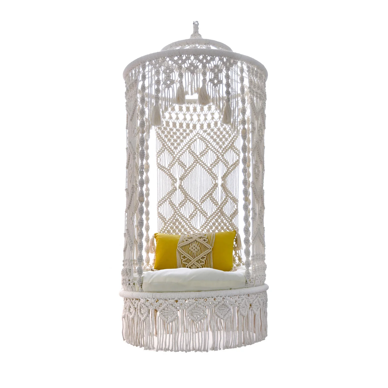 

Hand woven adult hanging chair hammock bohemian, balcony swing, home indoor living room hammock