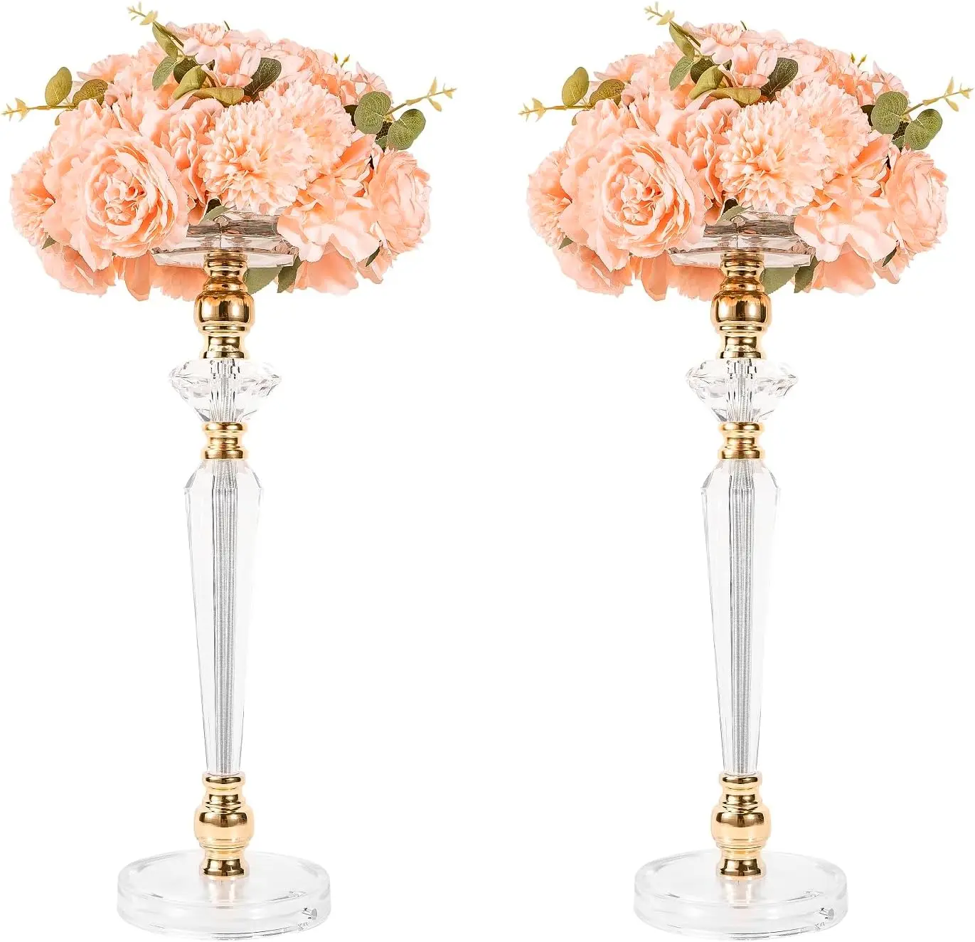 Acrylic Vase Wedding Centerpieces Clear Flower Stand Column Geometric Floral Vase Elegant Display Holder for Table Decorations