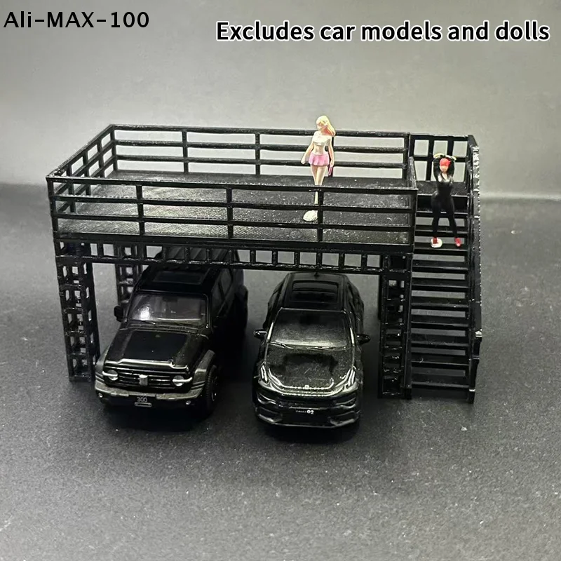 

【Sv】HMA76-1/64 Двухуровневая стальная подставка-диорама для моделей, аксессуары для демонстрации моделей автомобилей и гаражных сцен