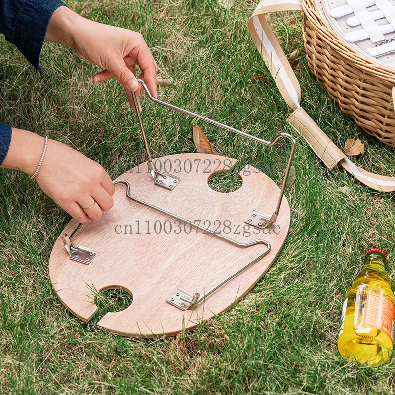 Picnic basket rattan multi-functional wicker outdoor camping incubator spring outing camping dinner basket with lid