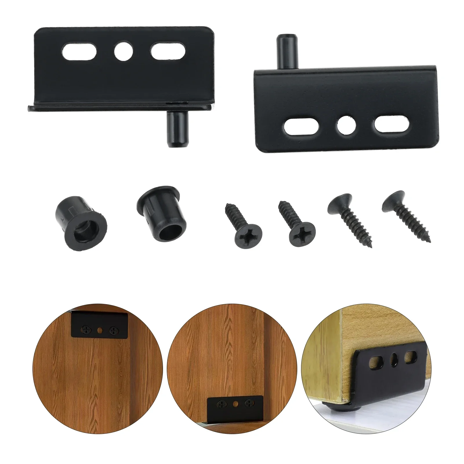 2Pcs Metal Iron Furniture Pivot Door Hinges with Caps Heavy Duty Concealed Shaft Wooden Door Wardrobe Drawers Cabinet Hardware