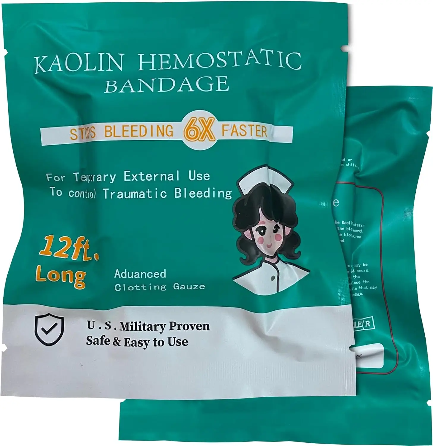 

Quick Clot Gauze, Combat Hemostatic Wound Packing for First Aid Kits, 3"x12.5'