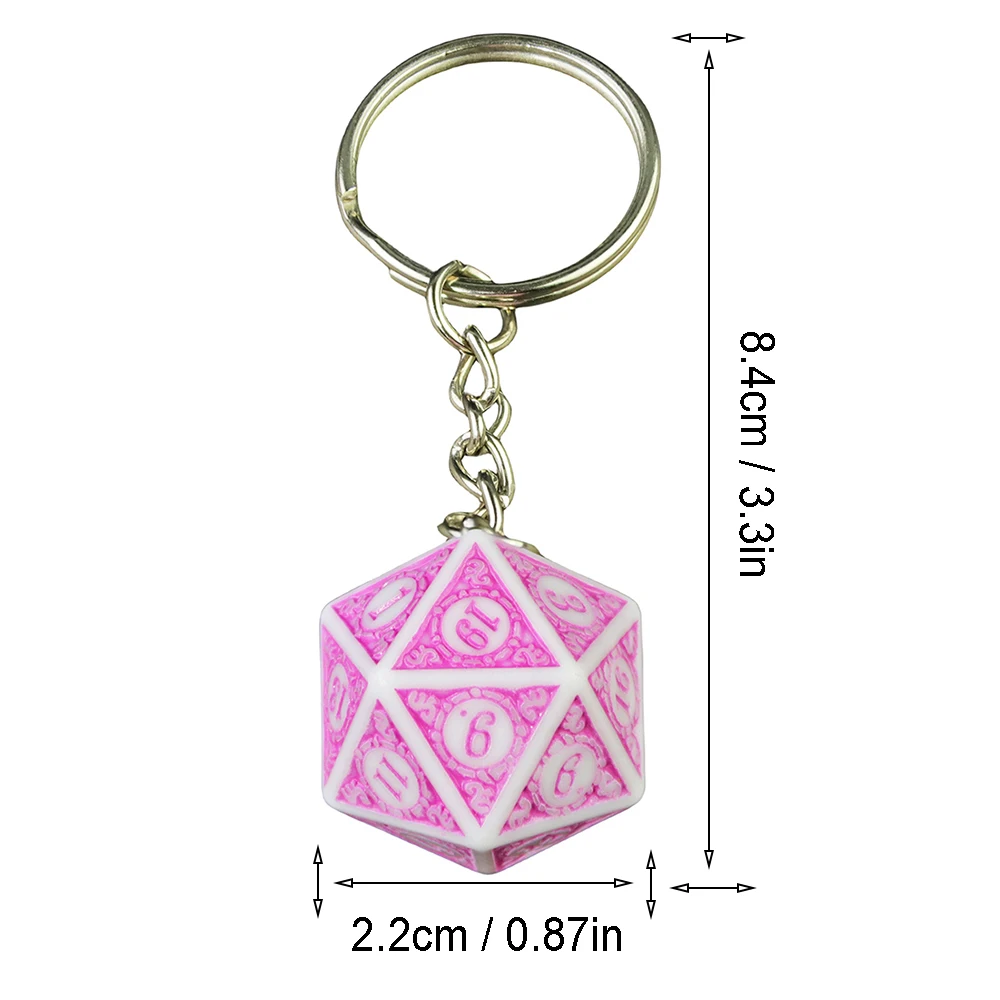 Polyhedral Keychain Funny Acrylic D20 Dice Key Ring  for Women Men Handbag Pendants DIY Accessories Gift