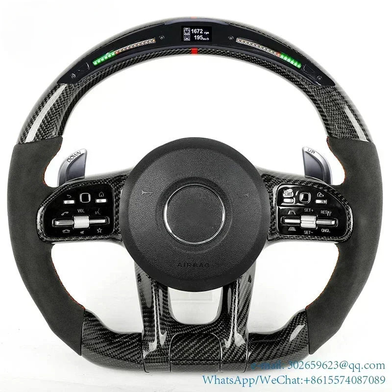 yyhc Fit for Benz A E S C G Class W205 W204 W212 W211 W213 E300 W218 Old Model NewModel LED Carbon FiberSteering Wheel