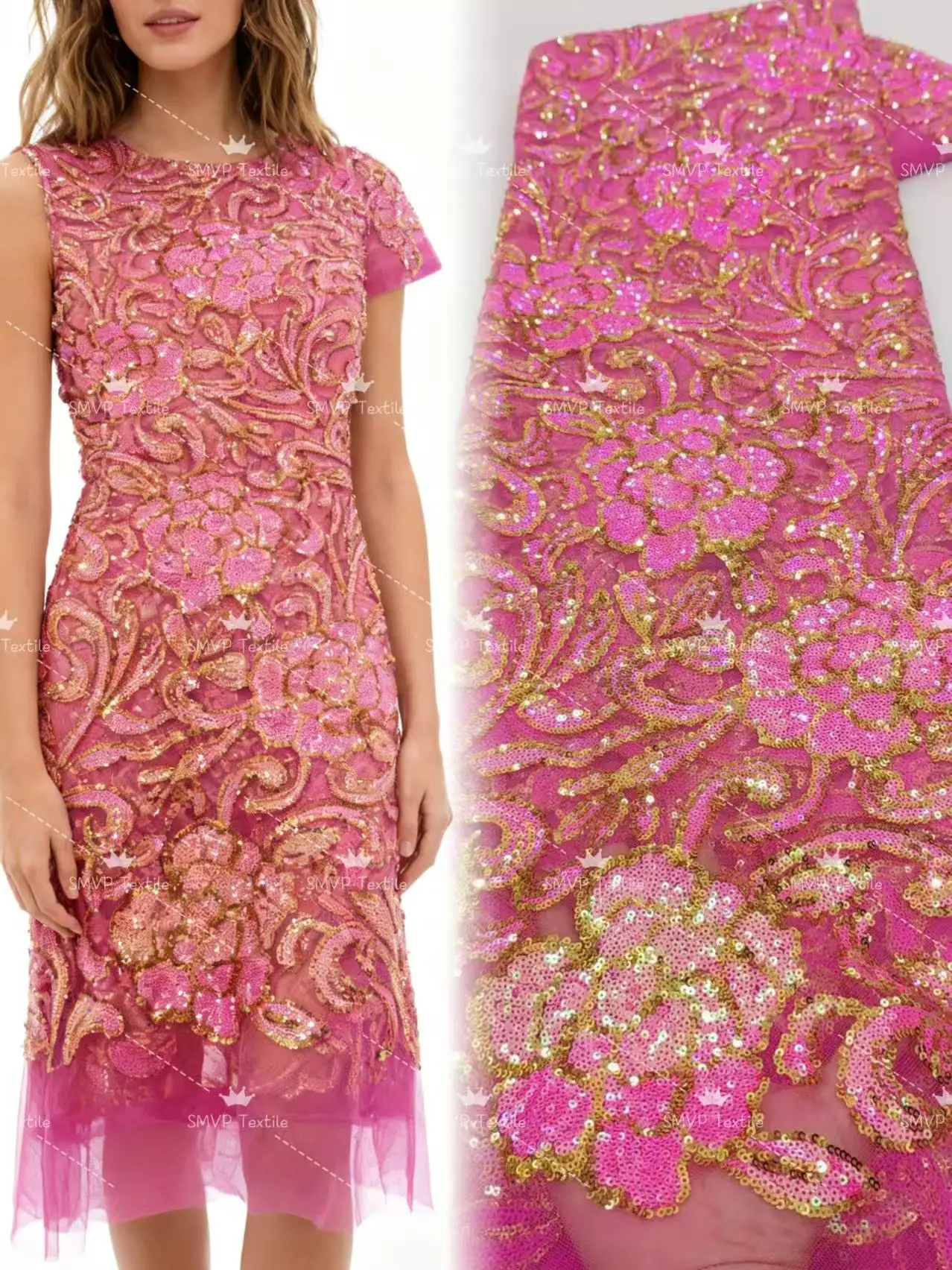 

Luxury Sequins Tulle Lace Fabric 2026 High Quality African Swiss Voile Embroidery Mesh Net Laces 5 Yards for Sewing Party Dresse